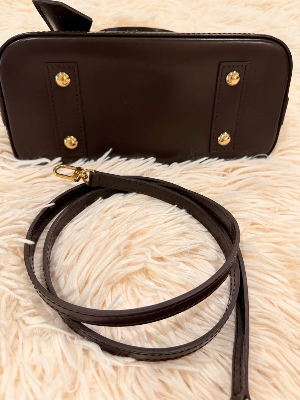 Louis Vuitton Brown Damier Ebene Satchel with Dark Brown Trim and Gold Hardware